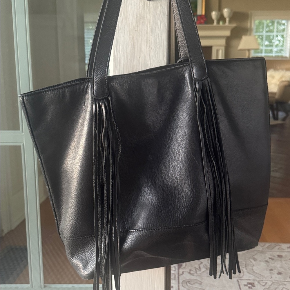 Elegant Black Leather Tote Bag